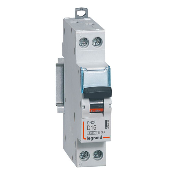 Disjoncteur 1P+N 16A Legrand Dnx³ 4500 6kA courbe D Vis/Vis 230V  - Legrand - 406802