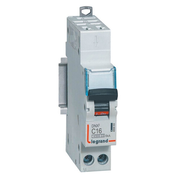 Disjoncteur 1P+N 16A Legrand Dnx³ 4500 6kA courbe C Auto/Vis 230V - Legrand - 406883