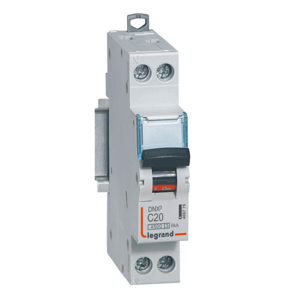 Disjoncteur 1P+N 20A Legrand Dnx³ 4500 6kA courbe C Vis/Vis 230V  - Legrand - 406775