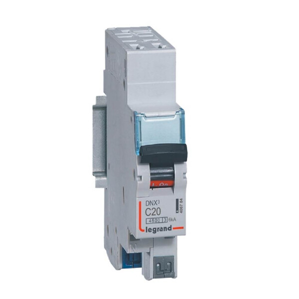 Disjoncteur 1P+N 20A Legrand Dnx³ 4500 6kA courbe C auto/auto 230V - Legrand - 406784