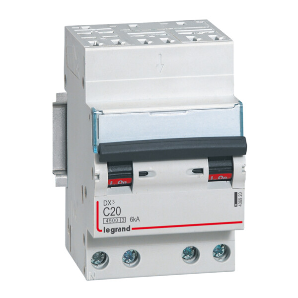 Disjoncteur 4P 20A Legrand Dnx³ 4500 6kA courbe C Auto/Vis 400V  - Legrand - 406920