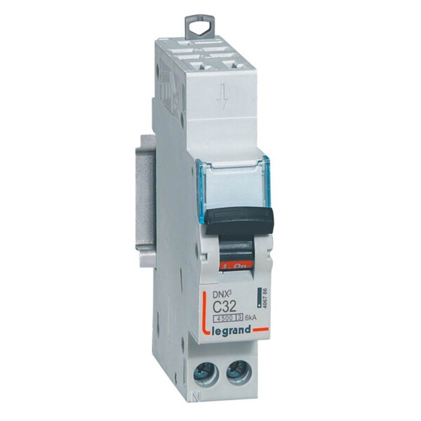 Disjoncteur 1P+N 32A Legrand Dnx³ 4500 6kA courbe C auto/vis 230V - Legrand - 406786