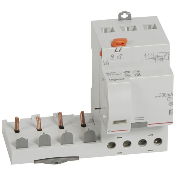 Bloc différentiel Legrand DX³ à vis 4 pôles 63A type AC 300mA 400V  - Legrand - 410512