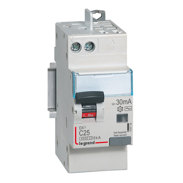 Disjoncteur différentiel Legrand DX³ 4500 - 25A - 30mA - Type AC - 230V - 2 modules - Legrand - 410719