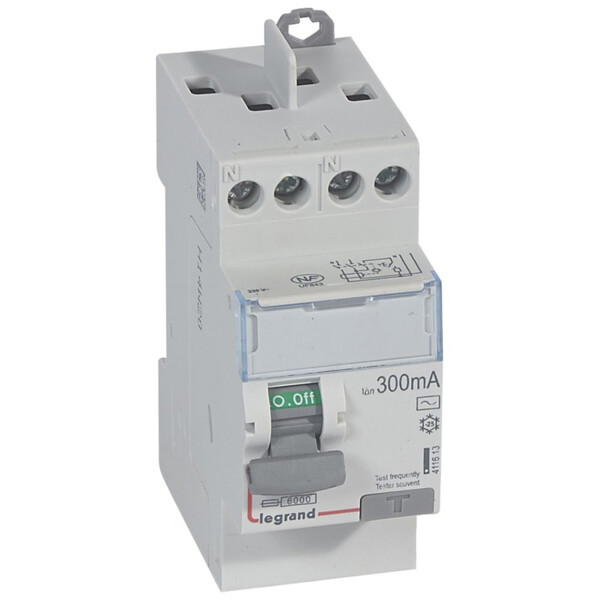 Interrupteur différentiel DX3 - id - vis/vis - 2p - 230v~ - 25a - type ac - 300ma - départ haut - Legrand - 411613
