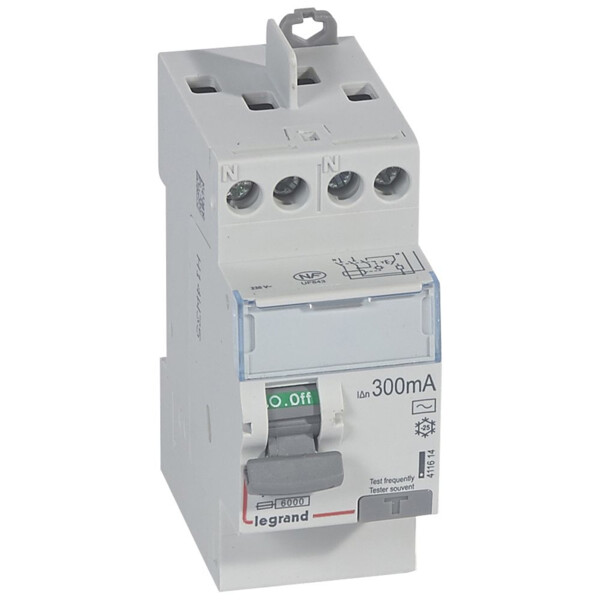 Interrupteur différentiel DX3 - id - vis/vis - 2p - 230v~ - 40a - type ac - 300ma - départ haut - Legrand - 411614