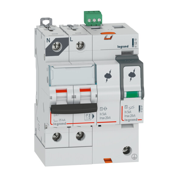 Legrand parafoudre avec protection icc 25ka t2 imax 20ka 1p+n gauche +  signal defaut - Legrand - 412210