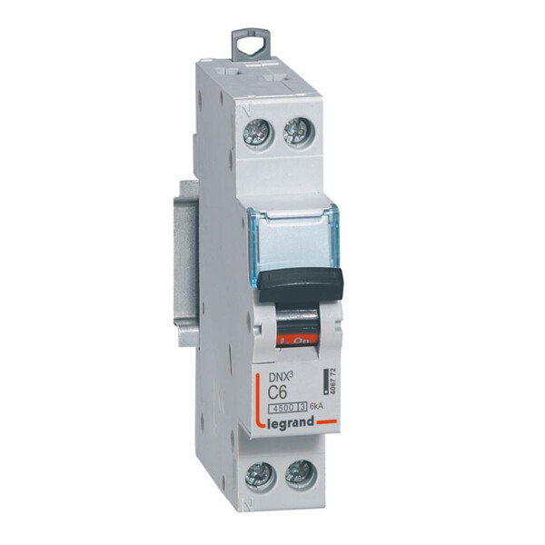 Disjoncteur 1P+N 6A Legrand Dnx³ 4500 6kA courbe C Vis/Vis 230V  - Legrand - 406772