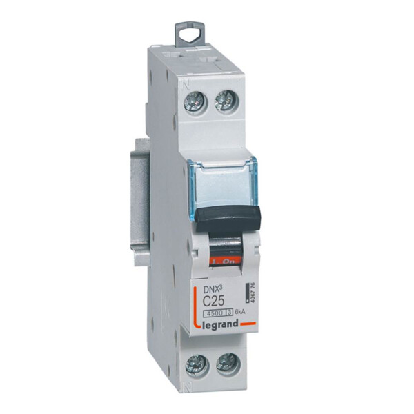 Disjoncteur 1P+N 25A Legrand Dnx³ 4500 6kA courbe C Vis/Vis 230V  - Legrand - 406776