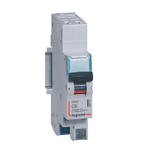 Disjoncteur 1P+N 6A Legrand Dnx³ 4500 6kA courbe C auto/auto 230V  - Legrand - 406781