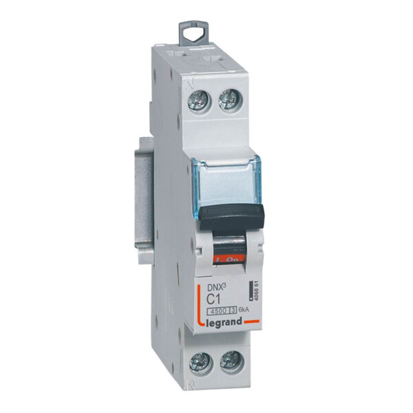 Disjoncteur 1P+N 1A Legrand Dnx³ 4500 6kA courbe C Vis/Vis 230V  - Legrand - 406861