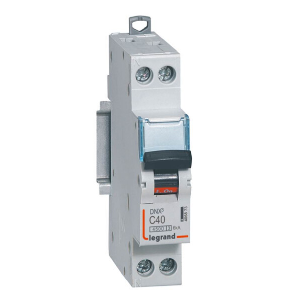 Disjoncteur 1P+N 40A Legrand Dnx³ 4500 6kA courbe C Vis/Vis 230V - Legrand - 406873