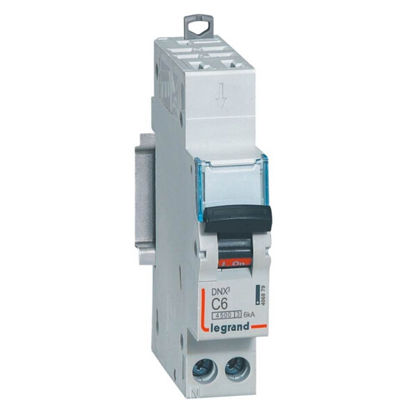 Disjoncteur 1P+N 6A Legrand Dnx³ 4500 6kA courbe C Auto/Vis 230V - Legrand - 406879