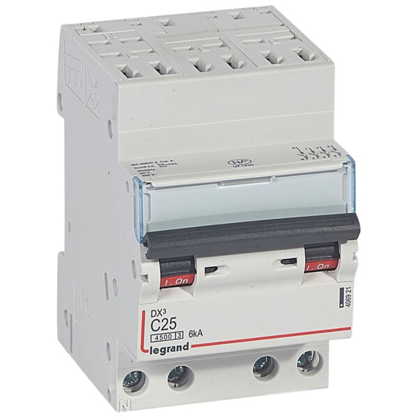 Disjoncteur 4P 25A Legrand Dnx³ 4500 6kA courbe C Auto/Vis 400V  - Legrand - 406921