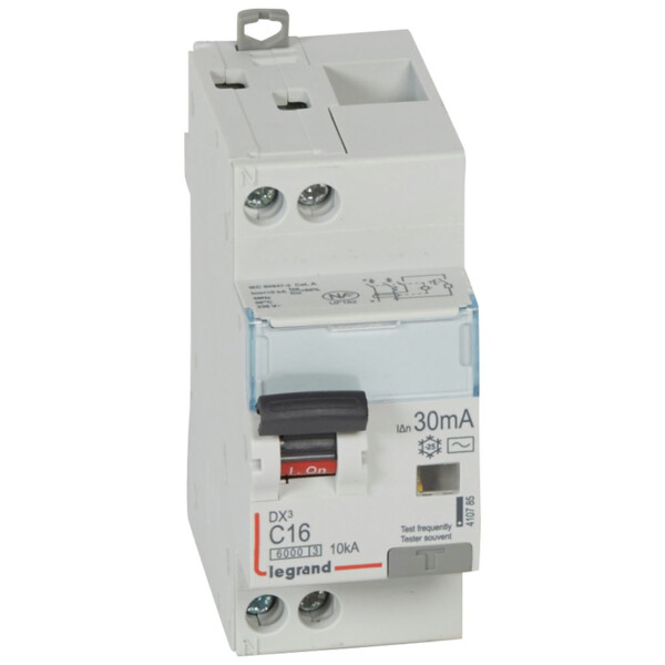 Disjoncteur différentiel monobloc DX³ 6000 10kA 16A Type AC 30mA - Legrand 410785 - Legrand - 410785