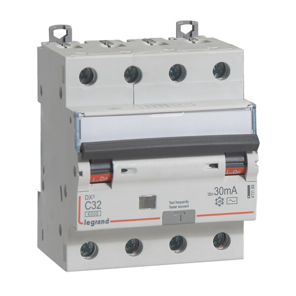 Disjoncteur différentiel monobloc DX3 Legrand 6000 4p 32a type ac 30ma 10ka courbe c - Legrand - 411189