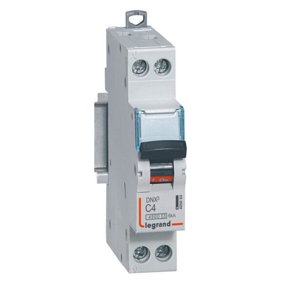 Disjoncteur dx³ 4500 - vis/vis - u+n 230v~ 4a - 6ka - courbe c - départ - Legrand - 406864