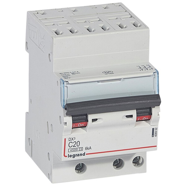 Disjoncteur 3P 20A Legrand Dnx³ 4500 6kA courbe C Auto/Vis 400V  - Legrand - 406902
