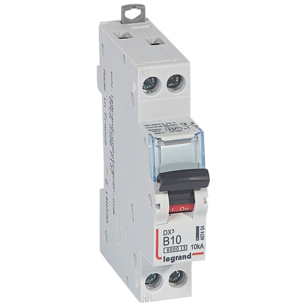 Disjoncteur dx³ 6000 -vis/vis- u+n - 230v~ -10a-10ka - courbe b - protect départ - Legrand - 407454