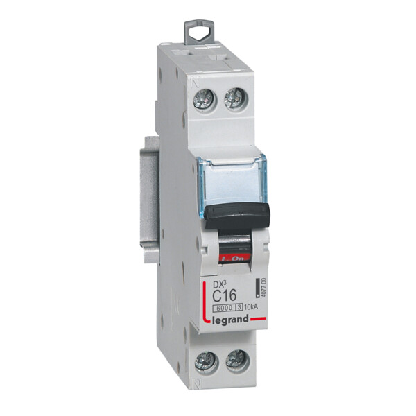 Disjoncteur dx³ 6000 -vis/vis- u+n - 230v~ -16 a -10 ka - courbe c - protect départ - Legrand - 407700