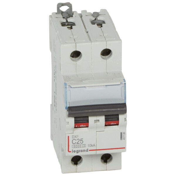 Disjoncteur bipolaire 2P 25A Legrand DX³ 6000 courbe C 10kA 230/400V 2 modules - Legrand - 407786