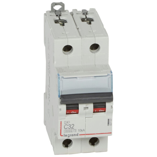 Disjoncteur DX³ Legrand 2 P 32 A 230 à 400 V Courbe C – 6000 A à 10 kA – Arrivée Haute et Départ Bas à Vis – 2 Modules - Legrand - 407787