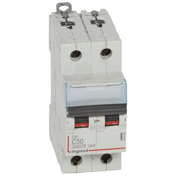 Disjoncteur dx³ 6000 - vis/vis - 2P - 230/400v~ - 50A - 10ka - courbe C - Legrand - 407789