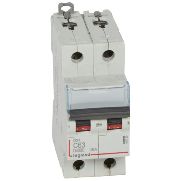 Disjoncteur 2P 63A Legrand Dx³  6000/10kA courbe C Vis/Vis 230/400V - Arrivée haute et départ bas - Legrand - 407790