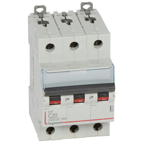 Disjoncteur 3P 20A Legrand DX³6000 10kA vis/vis 400V courbeC pour peigne hx³ traditionnel - Legrand - 407830