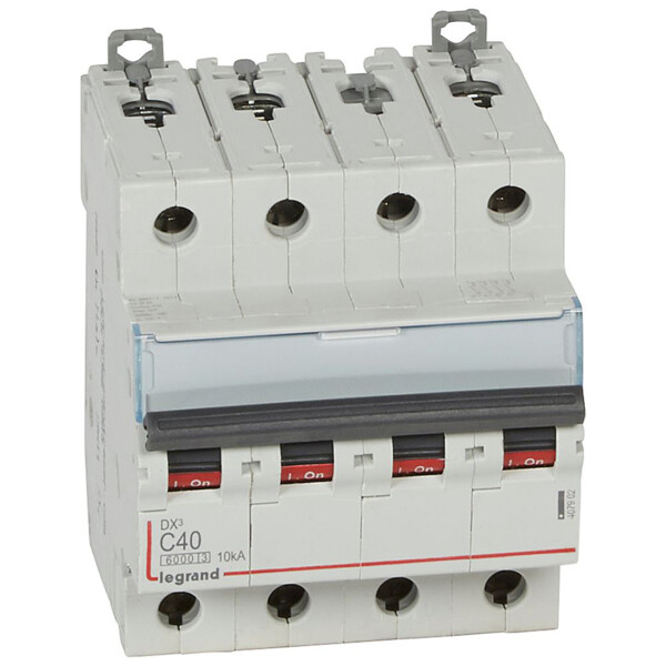Disjoncteur Legrand DX³ 6000 - 10kA - 4P - 40A - Courbe C - Arrivée haute/départ bas - Pour peigne HX³ - Legrand - 407902