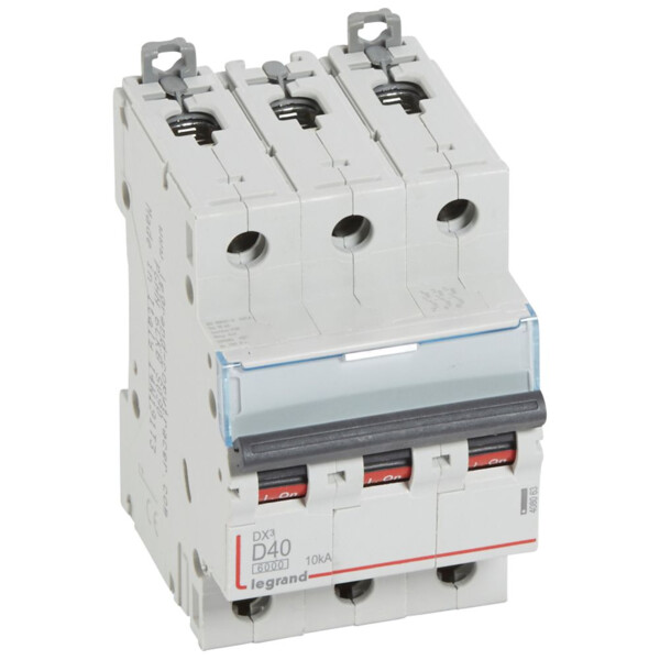 Disjoncteur dx³ 6000-vis/vis-3p-400v~-40a-10ka-courbe d-départ tri-peigne hx³ trad 3p - Legrand - 408063
