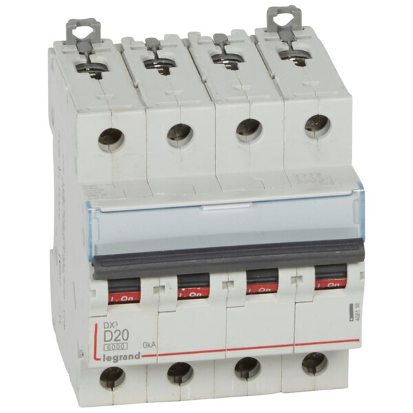 Disjoncteur dx³ 6000-vis/vis-4p-400v~-20a-10ka-courbe d-départ tri-peigne hx³ trad 4p - Legrand - 408118