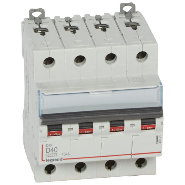 Disjoncteur dx³ 6000-vis/vis-4p-400v~-40a-10ka-courbe d-départ tri-peigne hx³ trad 4p - Legrand - 408121