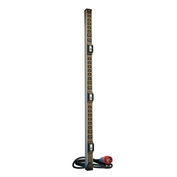 PDU standard triphasé Zéro-U LCS³ avec 18xC13 et 6xC19 verrouillables et cordon d'alimentation 3m avec fiche 3P+T+N - Legrand - 646870