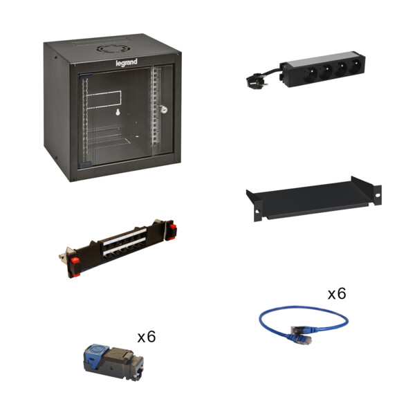 Pack réseau coffret de brassage 10 pouces jusqu'à 6 ports RJ45 - Legrand - 446042