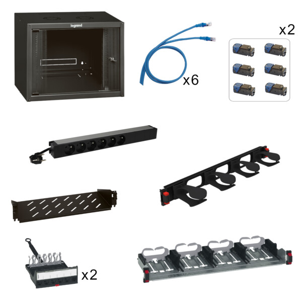 Pack petit tertiaire 19 pouces jusqu'à 12 rj45 - Legrand - 446043