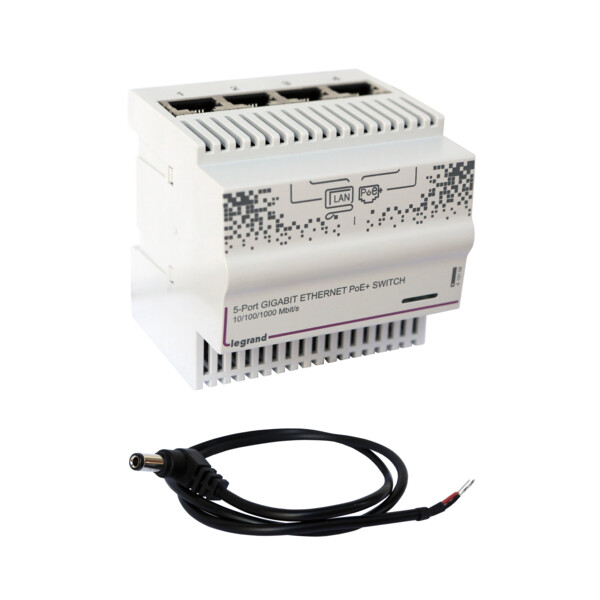 Switch Gigabit modulaire PoE 5 ports avec 4 sorties PoE+ puissance totale 60W - 4 modules - Legrand - 413109