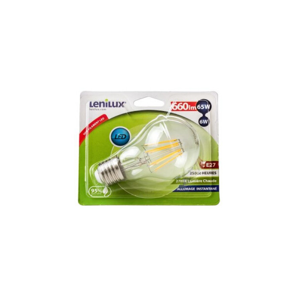 Lampe LED à filament A60 6W 660lm E27 - Lenilux - Lenilux - 340107