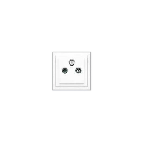 Prise TV-FM-SAT Blanc Arctique avec Cadre Lutron - Lutron - RN-TRI1-B-IAW-M