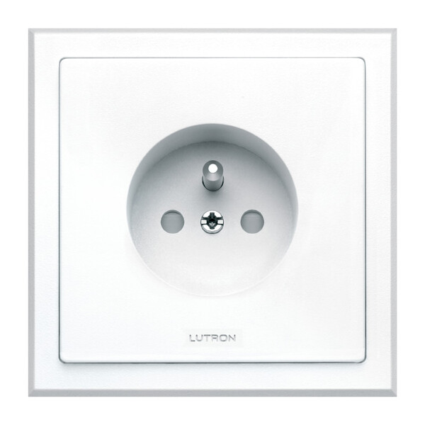 Prise de courant 2P+T Lutron Blanc, 16A 250V avec cadre - Lutron - RN-RE16-B-IAW-M