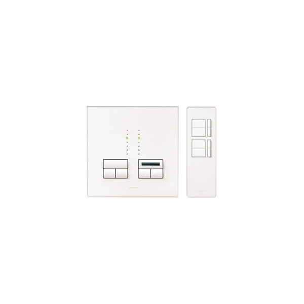Kit double Variateur RANIA Blanc + Télécommande à Infra rouge, pilotage à distance - Lutron - RPEU-252H-FAW-S