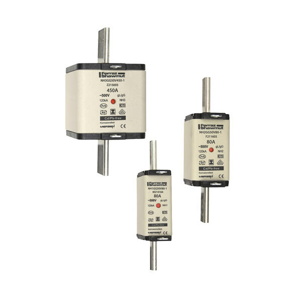 Fusible nh gg, 500vac, taille 000, 63a double indicateur/pattes isolées - Mersen - Ferraz - R212466C
