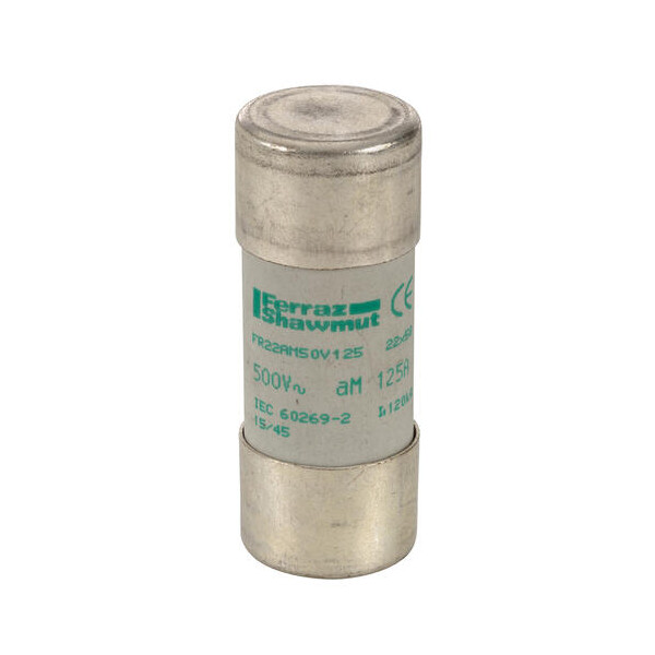 Cartouche fusible Mersen type aM 125A sans percuteur 22x58 mm 500V - Mersen - Ferraz - J218209
