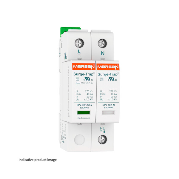 Parafoudre Mersen 2P 40kA Uc275V 2 modules Type 2 débrochable - Mersen - Ferraz - 83020116