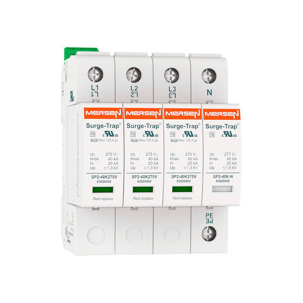 Parafoudre Mersen 4P 40kA Uc275V 4 modules Type 2 débrochable remote - Mersen - Ferraz - 83020147