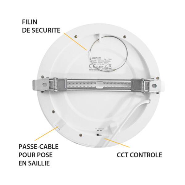 Aldébaran downlight diam 220mm 18w cct diam encast ajus pc - Miidex - 77565