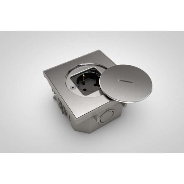 Prise de sol étanche BUBOX CLASSIC Inox 316L Br Couvercle + ouvertur std -Schuko - Modelec - BFC101/2