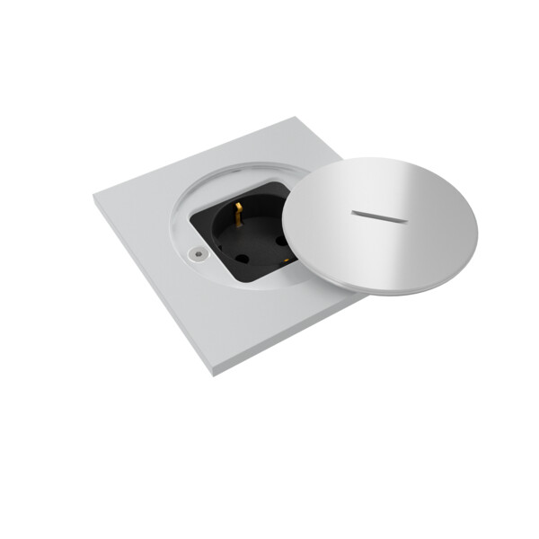 Prise de sol étanche BUBOX CLASSIC Inox Blanc Couvercle ouv std -PC Schuko - Modelec - BFC101/21