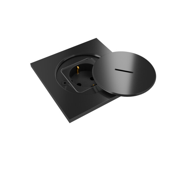 Prise de sol étanche BUBOX CLASSICInox 316L Noir Couvercle ouvertur std -Schuko - Modelec - BFC101/22