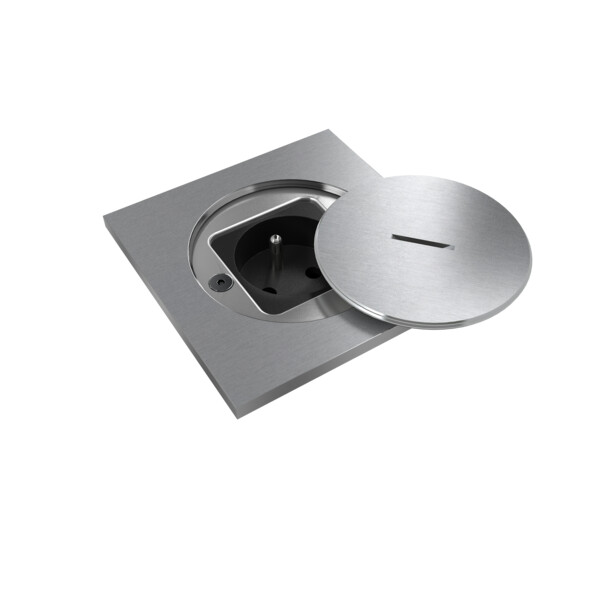 Prise de sol étanche BUBOX CLASSIC Inox 316L Br Couvercle + ouvertu std -2P+T FR - Modelec - BFC102/2